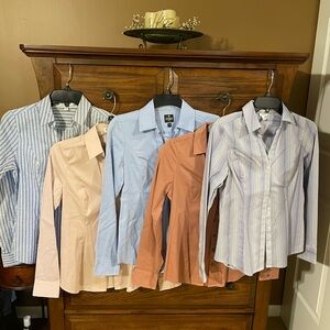 Express Button-Down Shirt Lot in Light Blue, Pink, Rose, and Blue Stripe